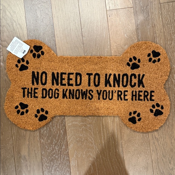 Mud Pie Other - Mud Pie Bone-Shaped Doormat in Brown with Black Paw Print
